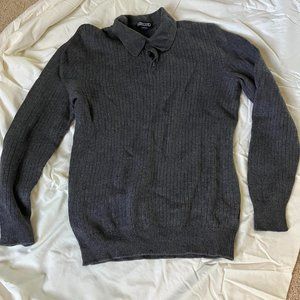 lands end collared wool sweater mens 90s button winter oversized vintage